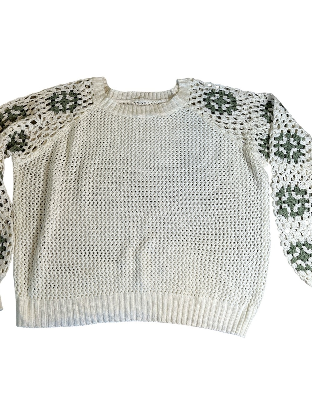 Cream Crochet Sleeve Open-Knit Sweater
New
Large